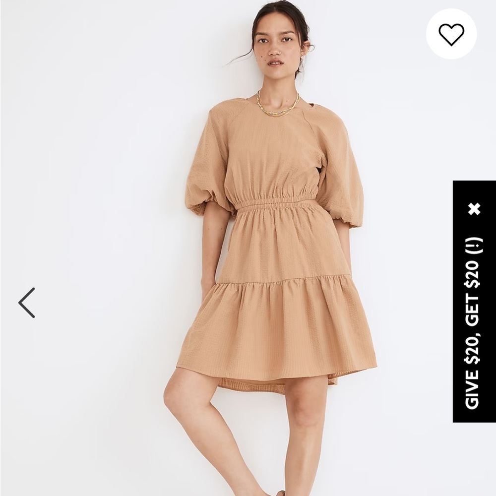 Madewell Puff Sleeve Cut Out Mini Dress